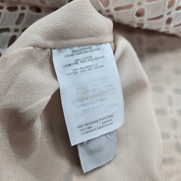 J Crew One Shoulder Ruffle Eyelet Top sz 6 White Cotton Nude Lining Boho Fairy - Picture 9 of 13